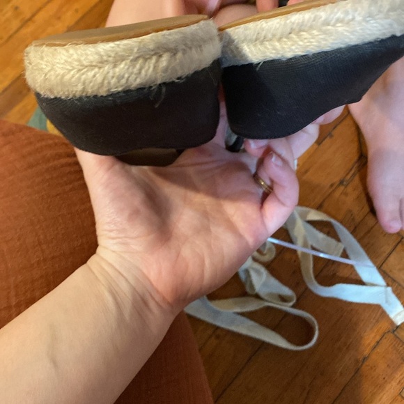 Reformation / Camille black cream wedge espadrille 6 - Picture 6 of 7